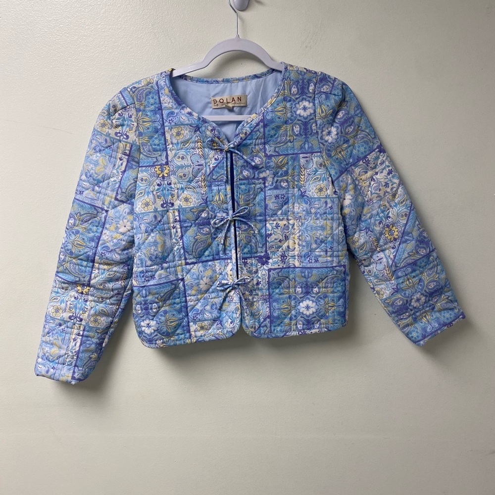 Dolan Left Coast Anthropologie Bow-Front Len Quilted Lady Jacket Blue Small - Picture 2 of 7